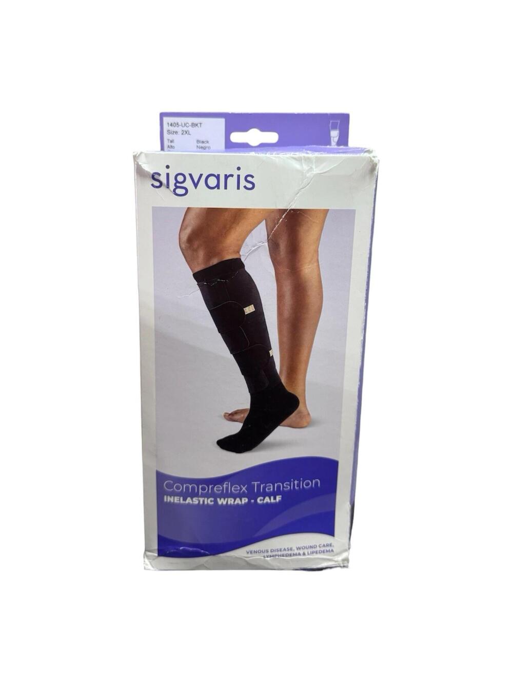 (RA) Sigvaris Compreflex Transition Calf Wrap Inelastic Black 2XL T 1405-UC-BKT